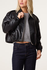 Puffball Zip Through Cropped Jacket