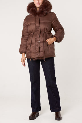 Faux Fur Hood Puffer Jacket