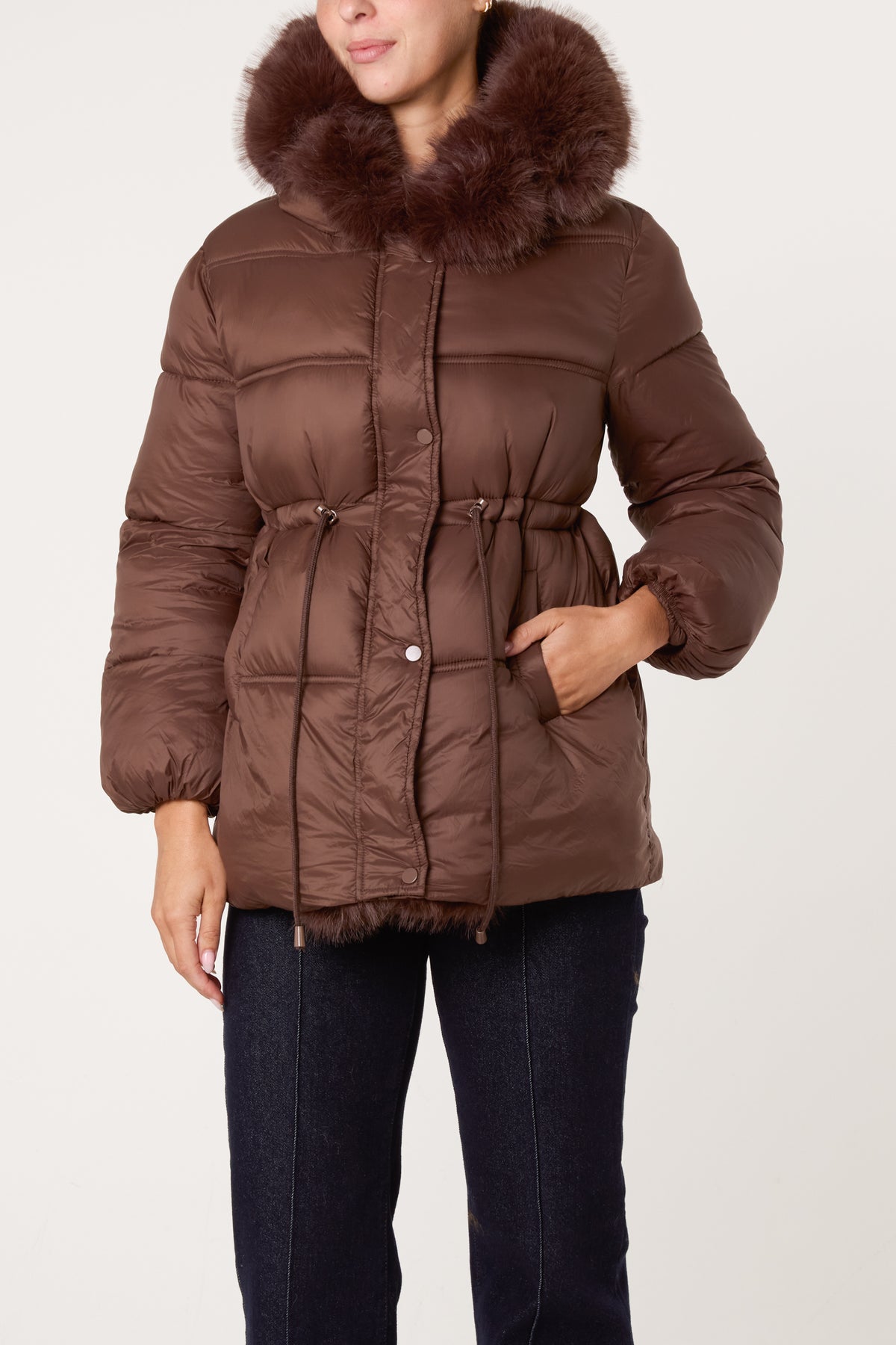 Faux Fur Hood Puffer Jacket