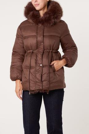 Faux Fur Hood Puffer Jacket