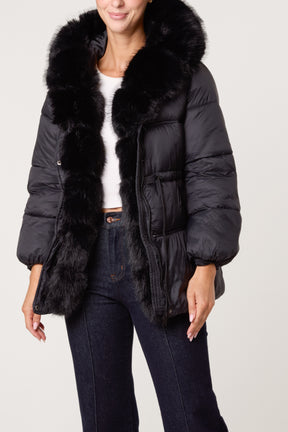 Faux Fur Hood Puffer Jacket