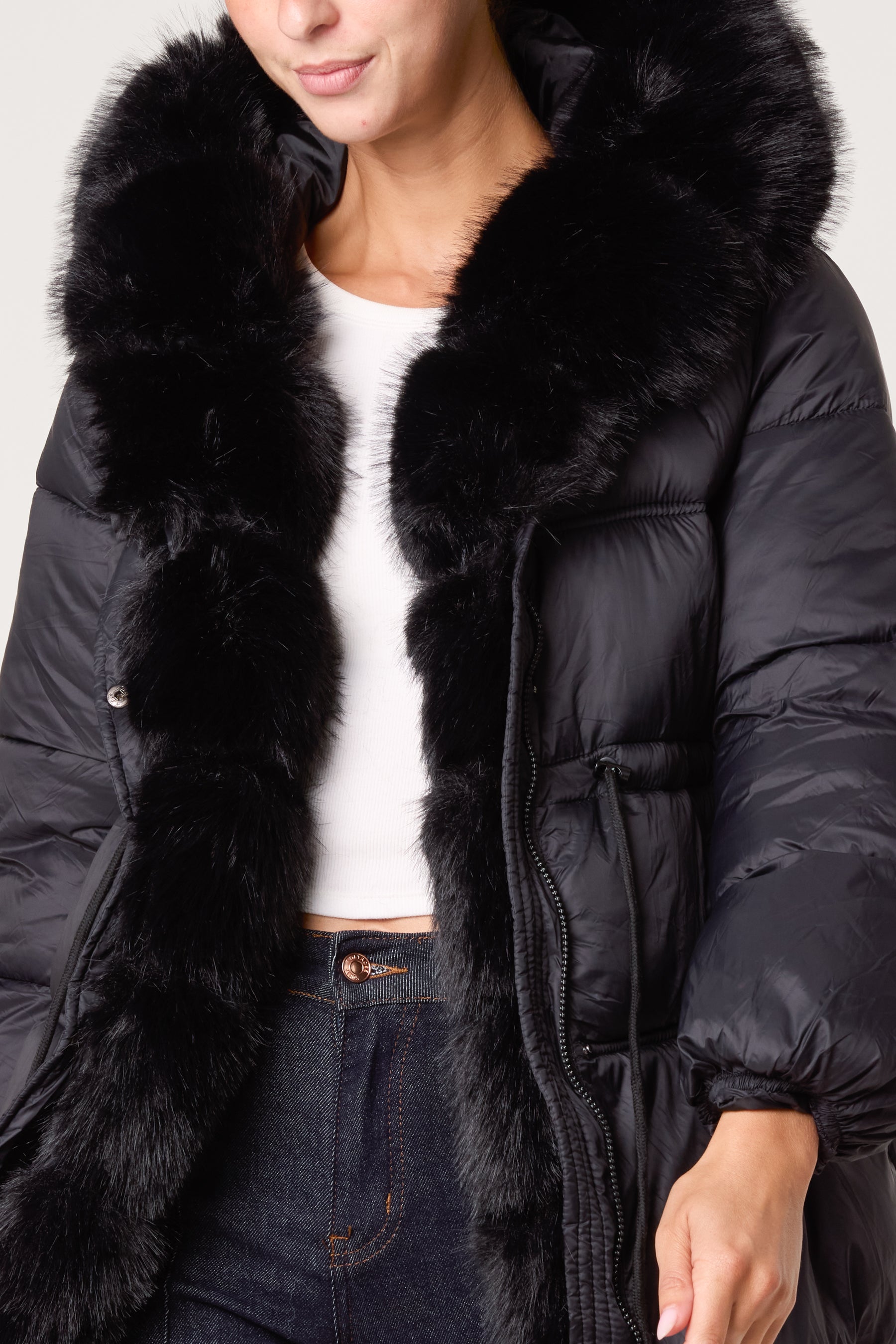 Faux Fur Hood Puffer Jacket