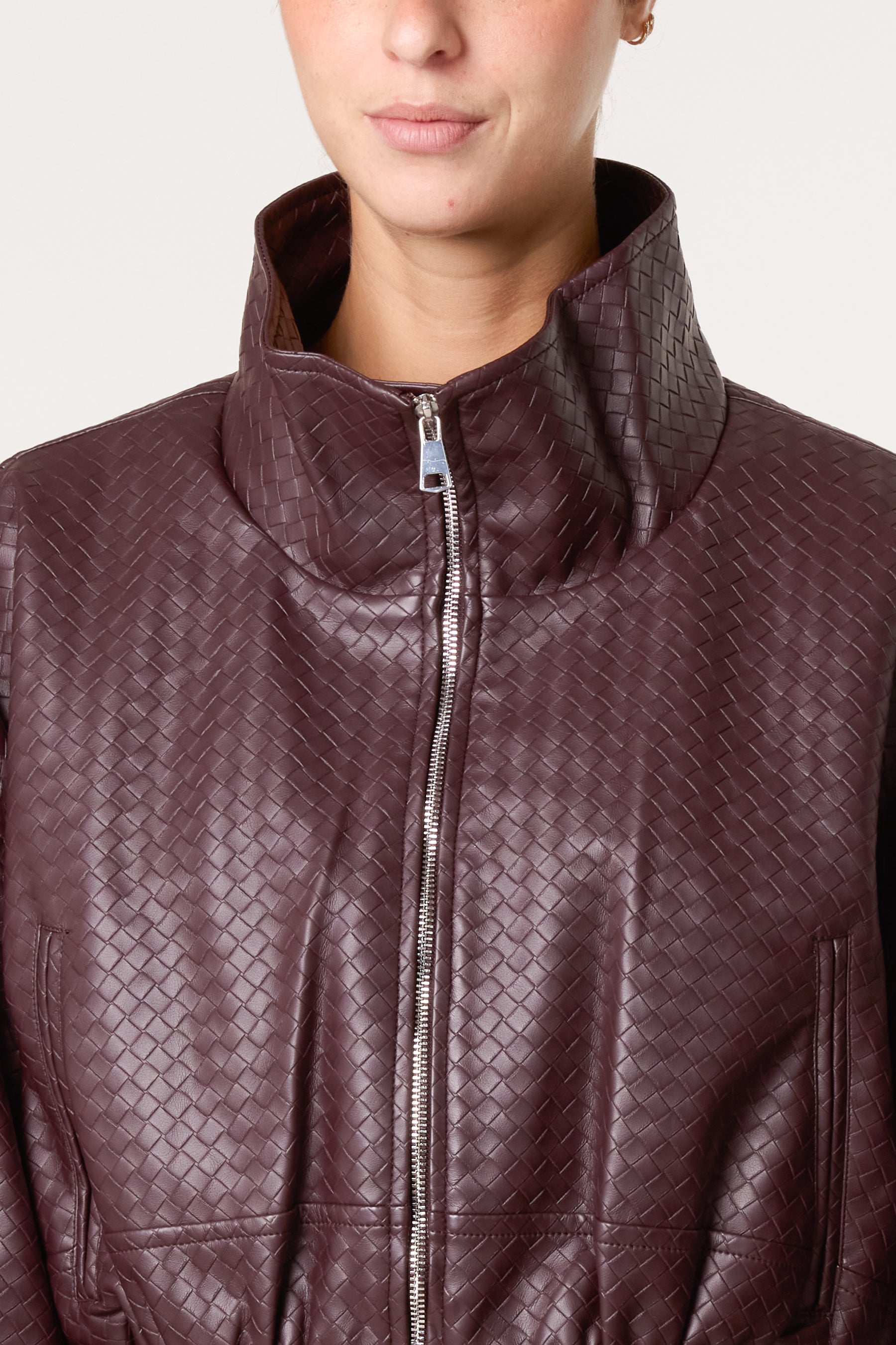 Textured Funnel Crop Jacket