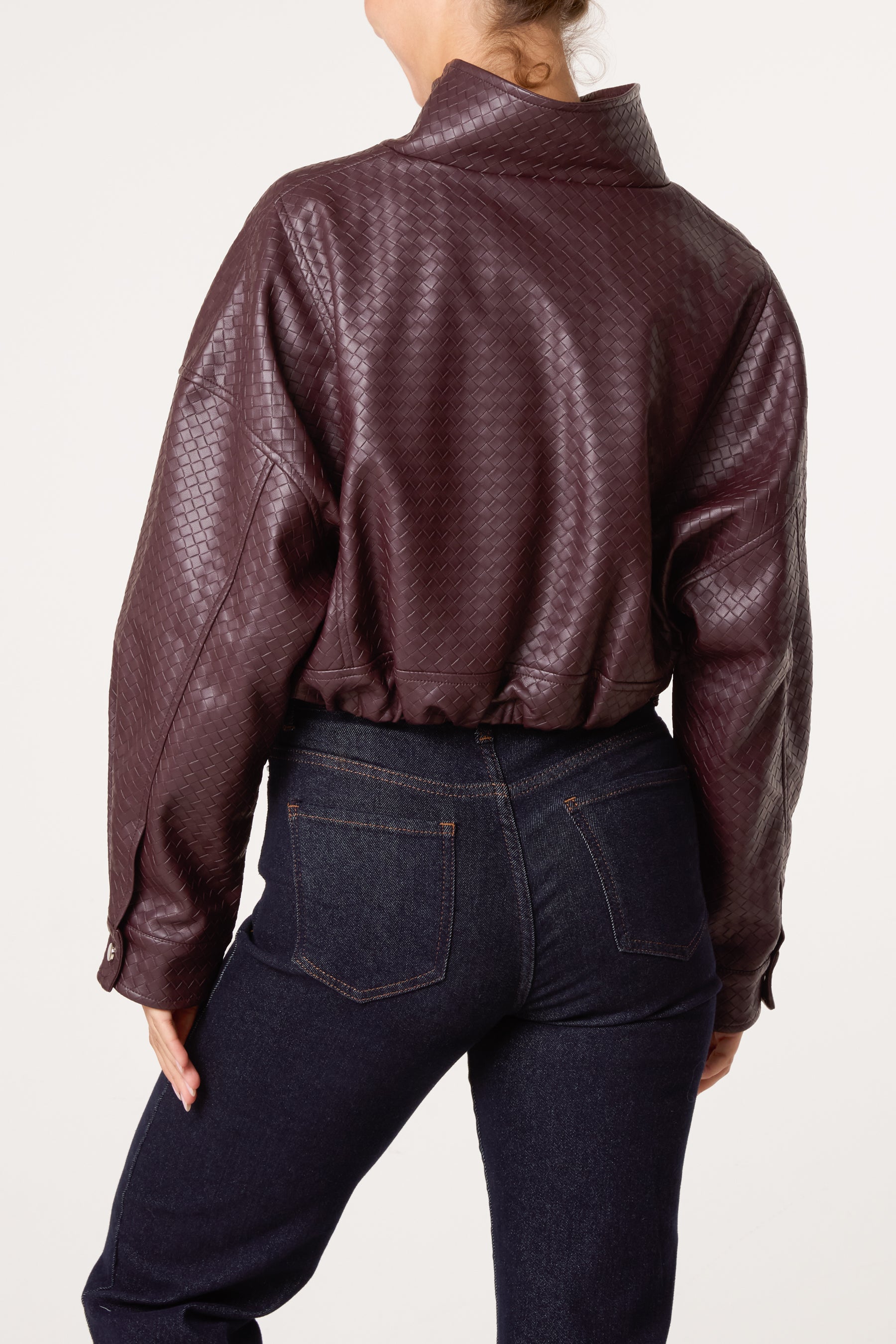 Textured Funnel Crop Jacket