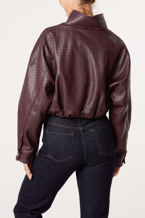 Textured Funnel Crop Jacket