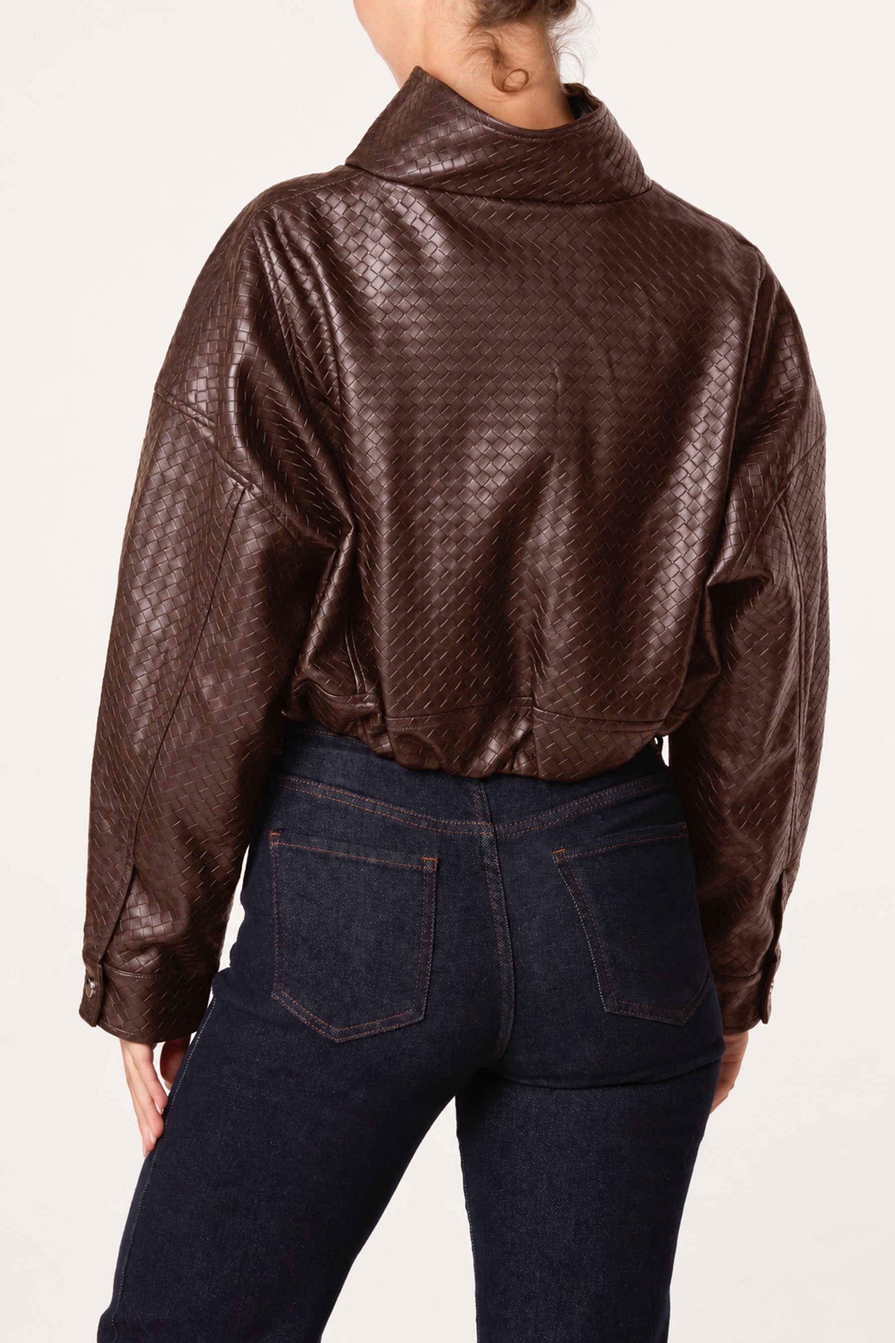 Textured Funnel Crop Jacket