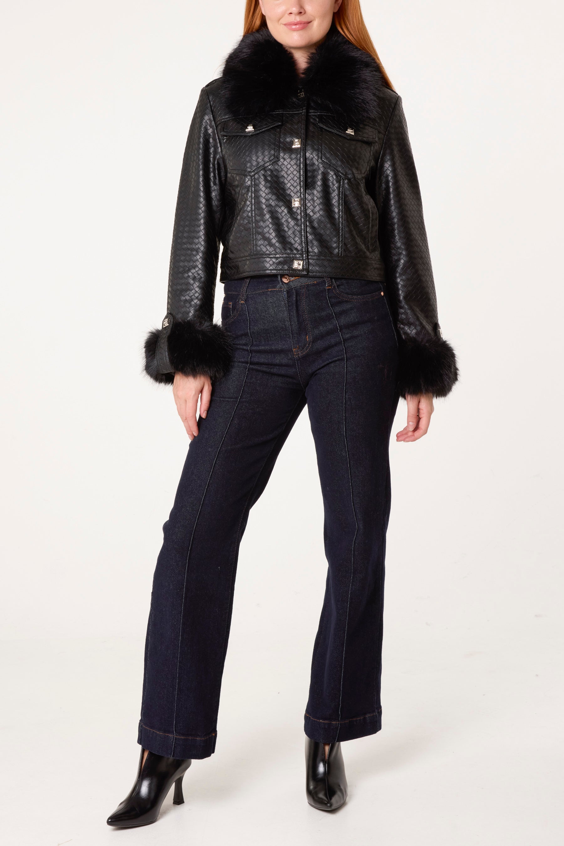 Fur Trimmed PU Jacket