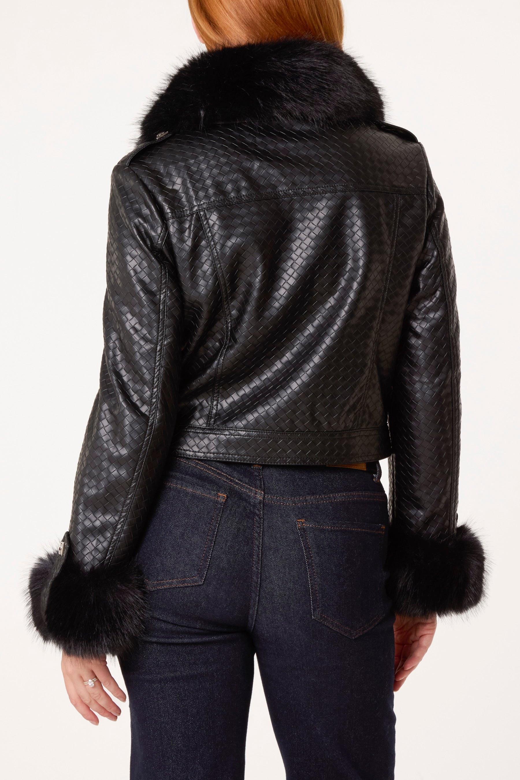 Fur Trimmed PU Jacket