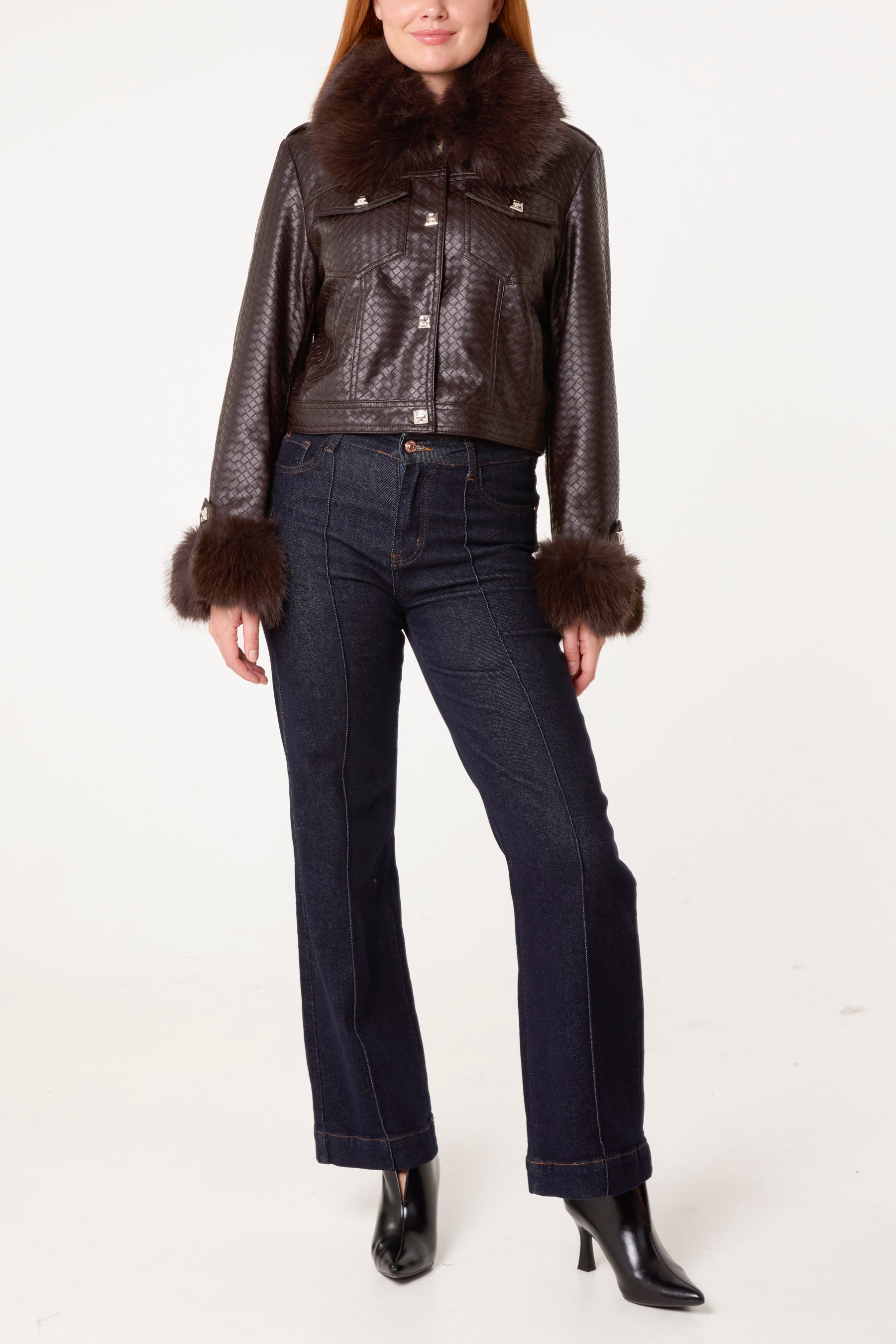 Fur Trimmed PU Jacket