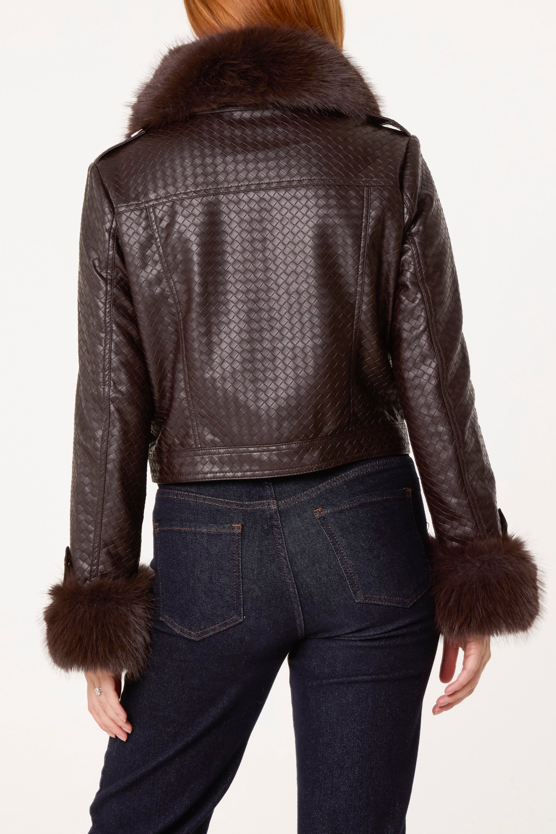 Fur Trimmed PU Jacket