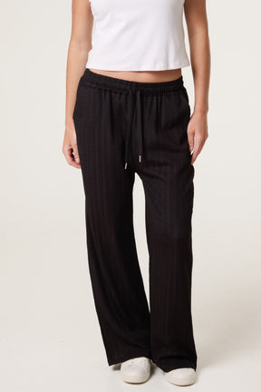 Striped Texture Drawstring Trousers