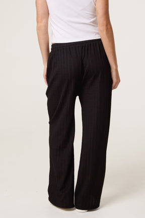Striped Texture Drawstring Trousers
