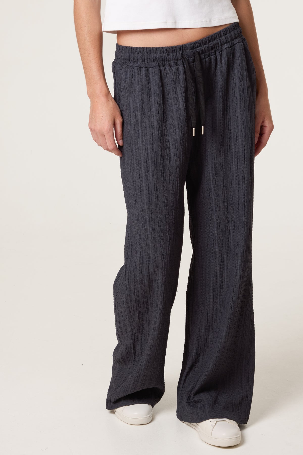 Striped Texture Drawstring Trousers