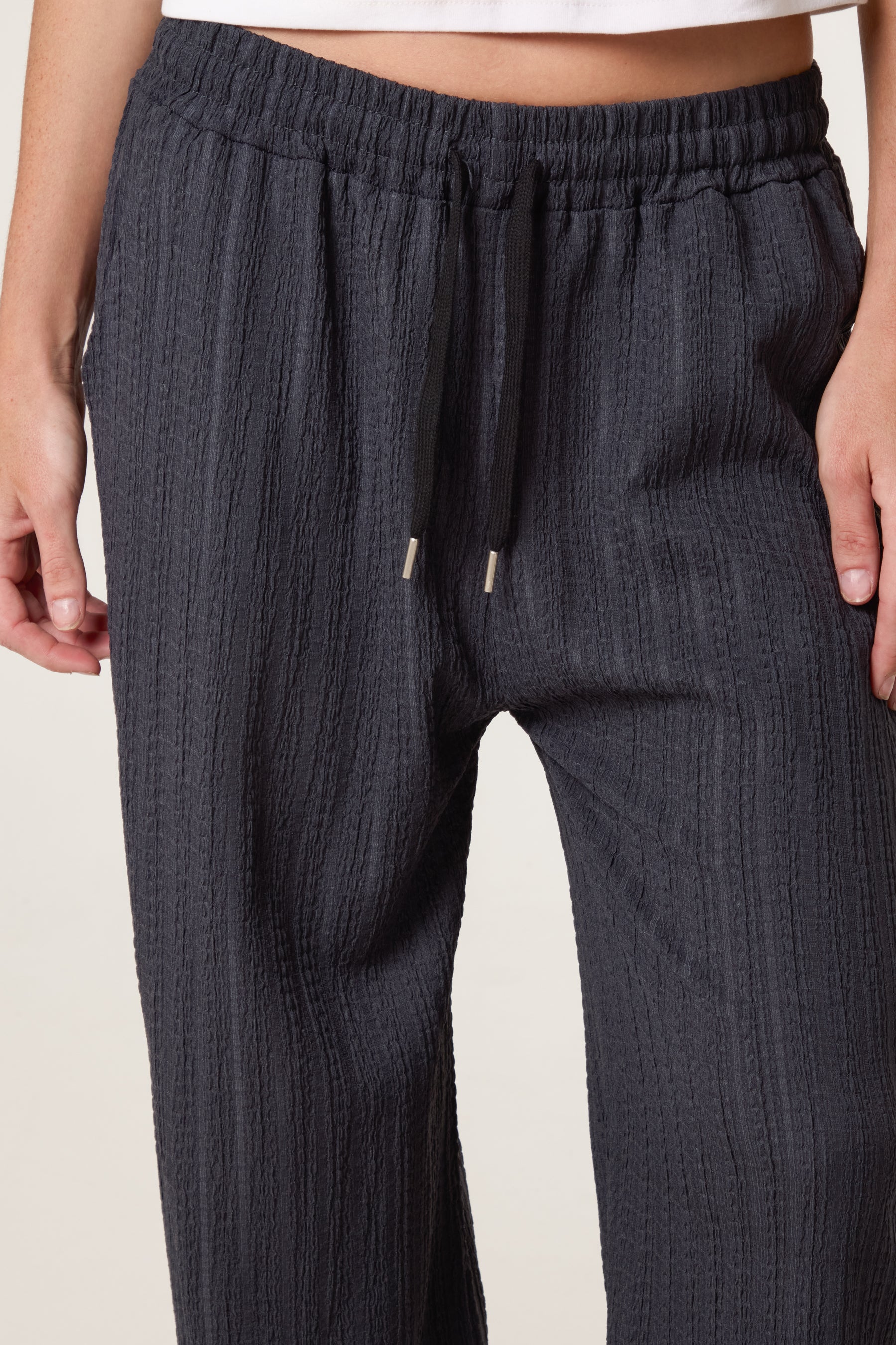 Striped Texture Drawstring Trousers