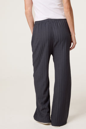 Striped Texture Drawstring Trousers