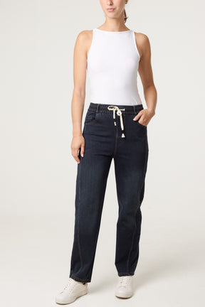 Top Stitch Barrel Leg Jeans