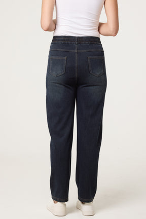 Top Stitch Barrel Leg Jeans