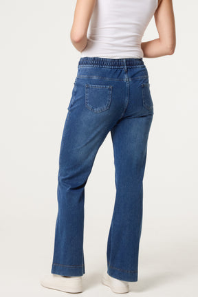 Elastic Waist Drawstring Jeans