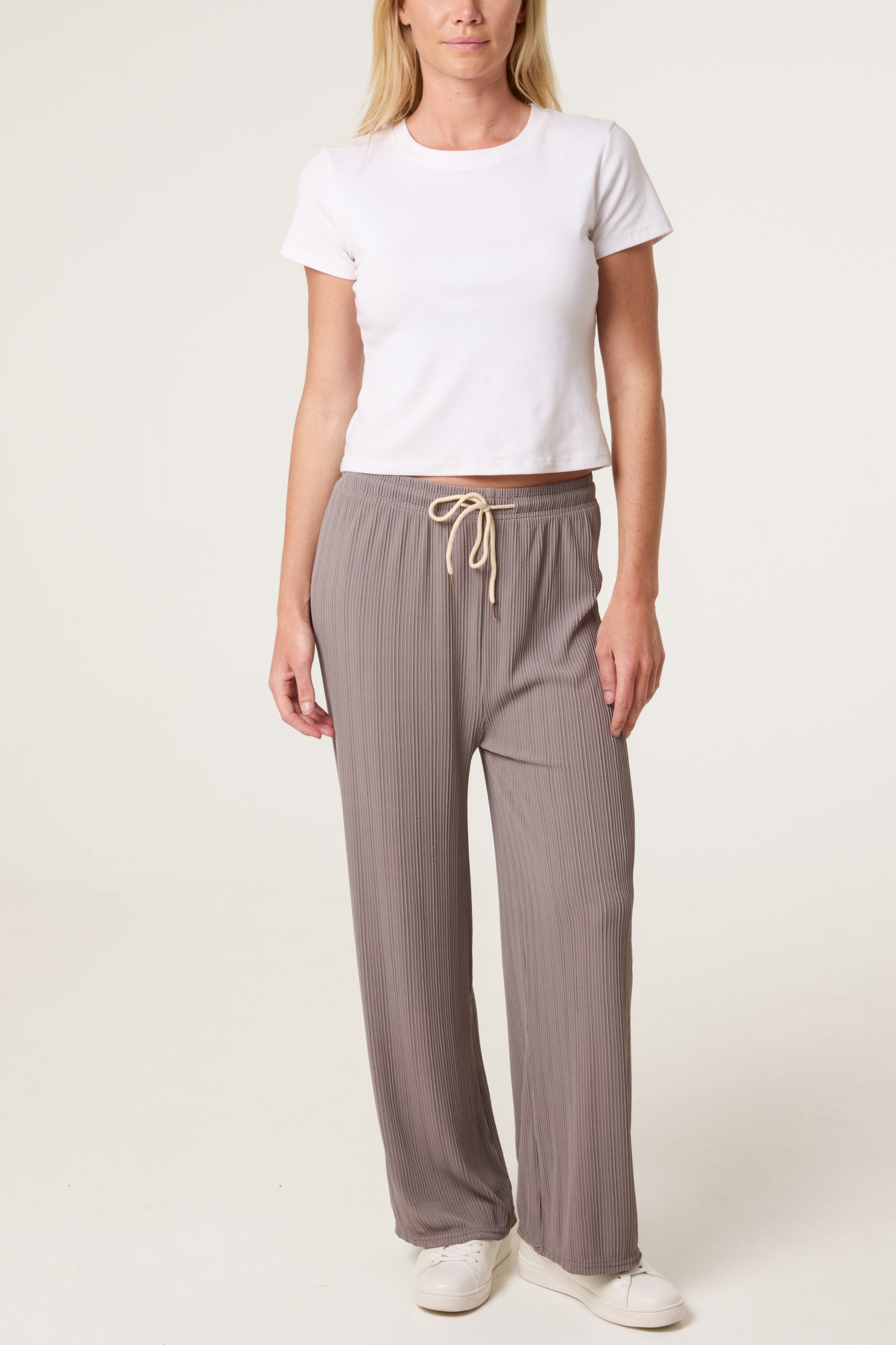 Ribbed Wide Leg Trousers