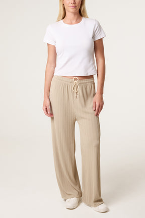 Ribbed Wide Leg Trousers