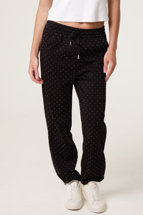 Embellished Athletic Cotton Cuffed Trouser