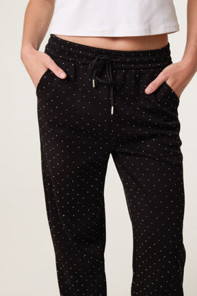 Embellished Athletic Cotton Cuffed Trouser