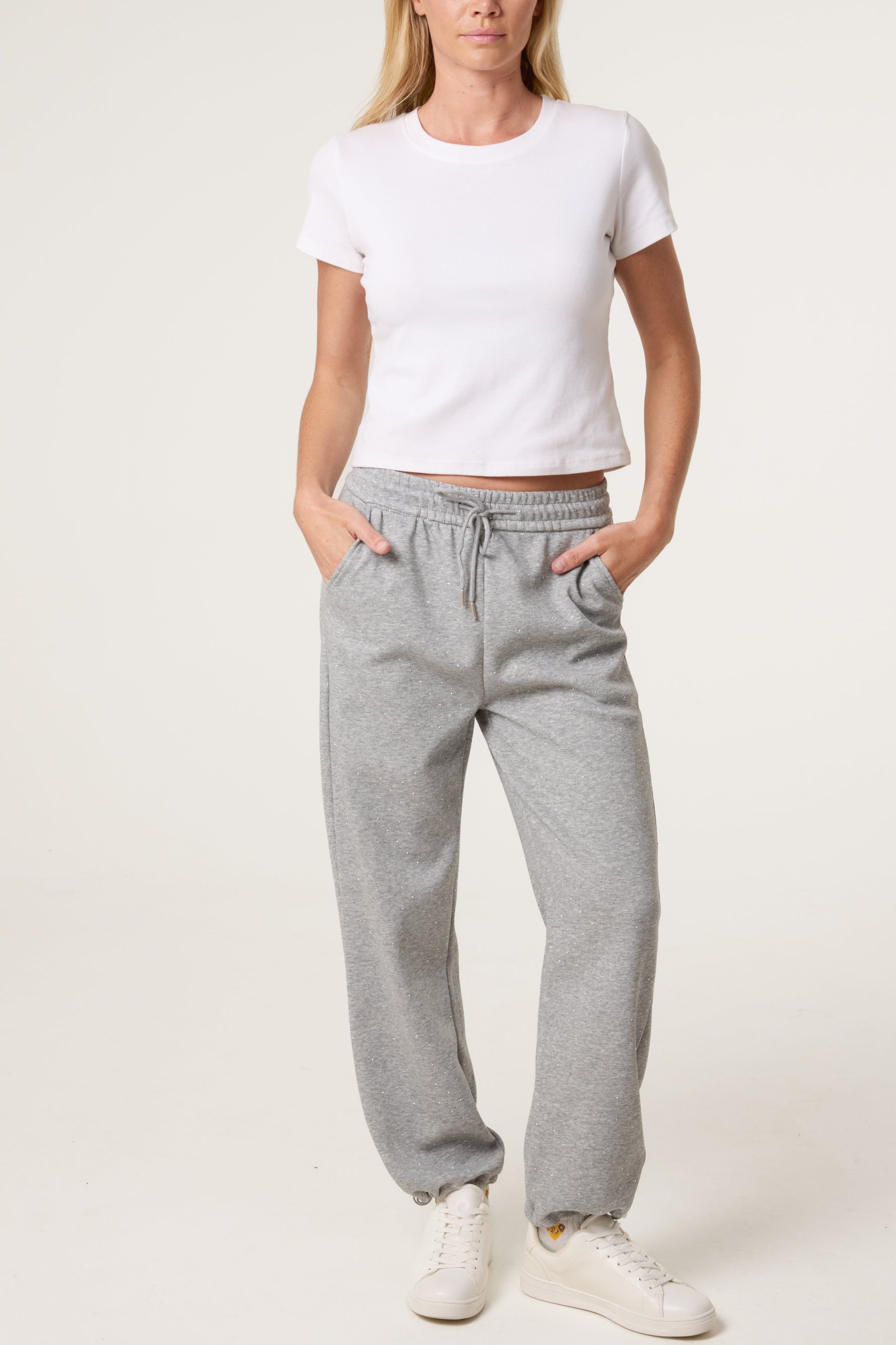 Embellished Athletic Cotton Cuffed Trouser