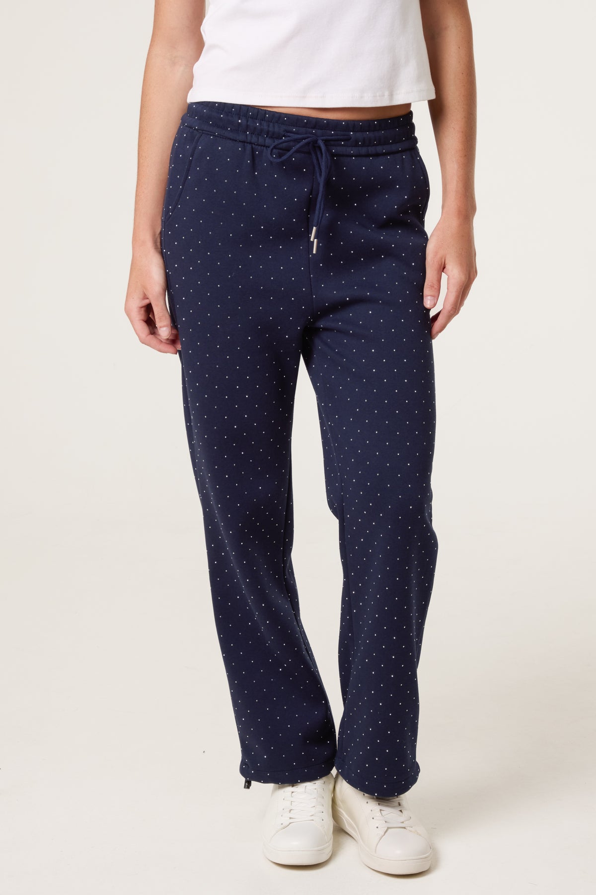 Embellished Athletic Cotton Cuffed Trouser