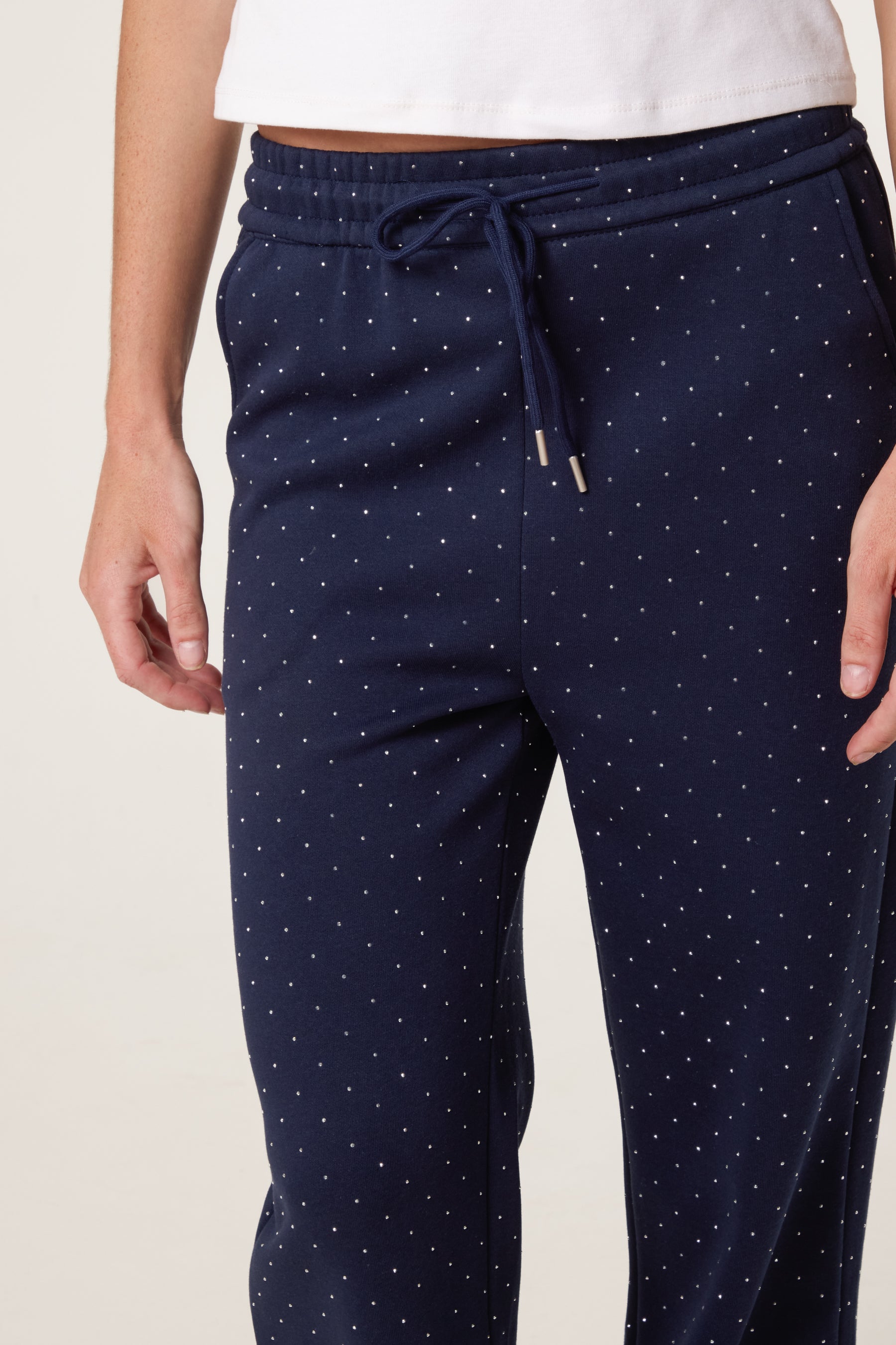Embellished Athletic Cotton Cuffed Trouser