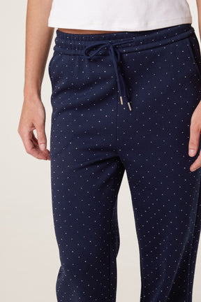 Embellished Athletic Cotton Cuffed Trouser