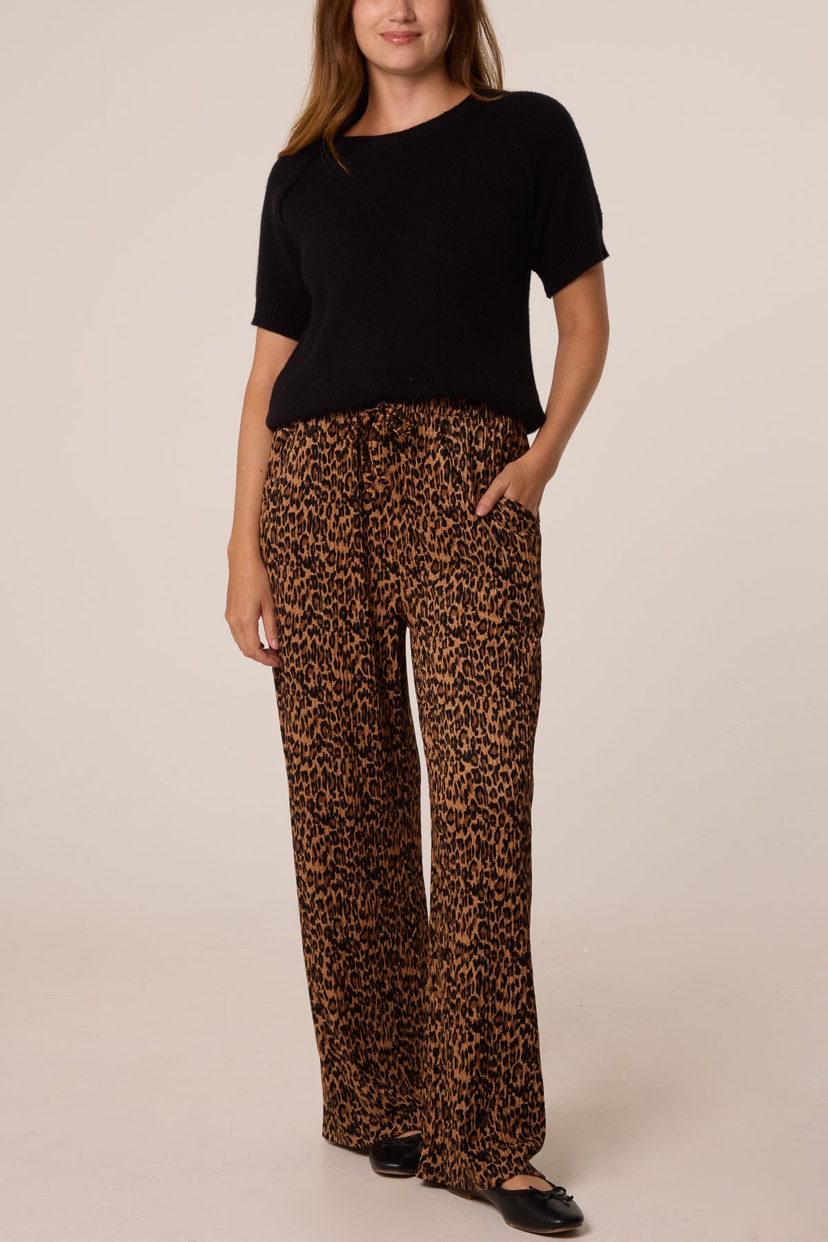 Leopard Print Wide Leg Trouser