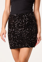 Velvet Sequined Pelmet Mini Skirt