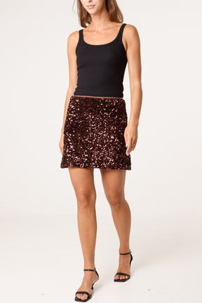 Sequin Velvet Mini Skirt