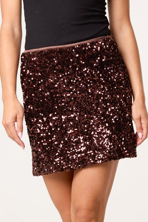 Sequin Velvet Mini Skirt