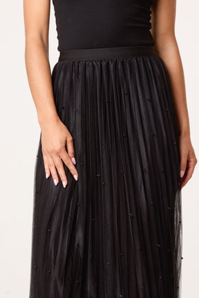 Pearl Embellished Midi Skirt