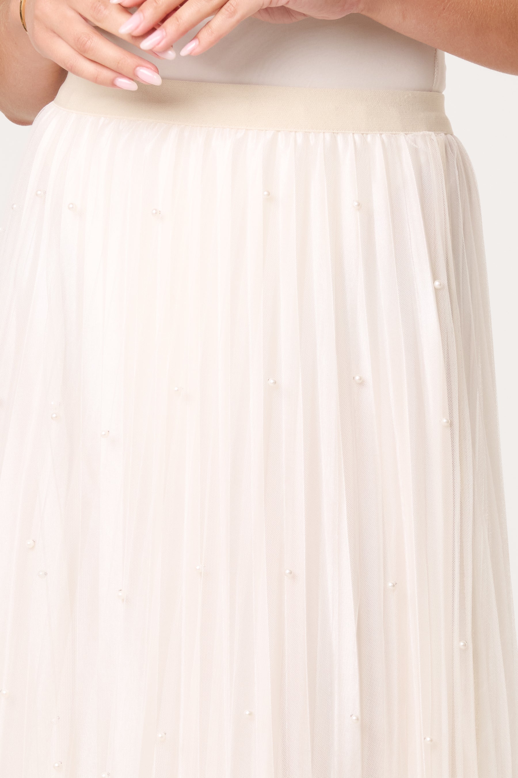 Pearl Embellished Midi Skirt