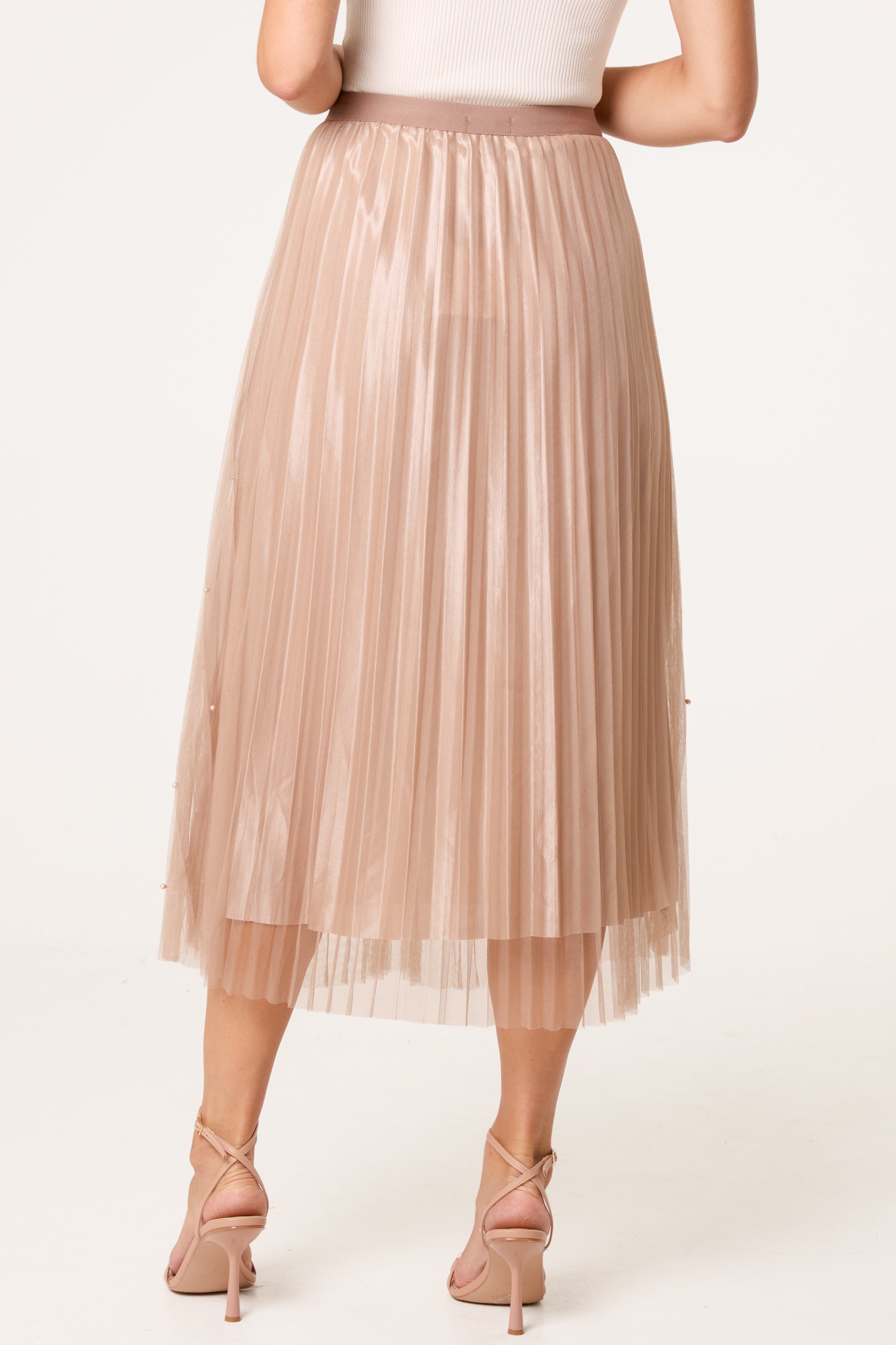 Pearl Embellished Midi Skirt