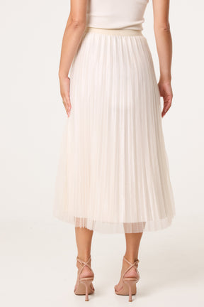 Diamante Embellished Mesh Midi Skirt