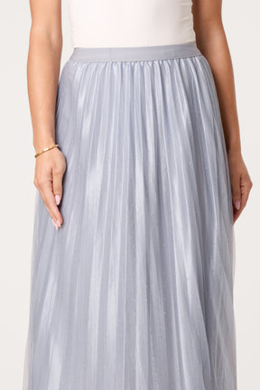 Diamante Embellished Mesh Midi Skirt