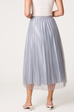 Diamante Embellished Mesh Midi Skirt