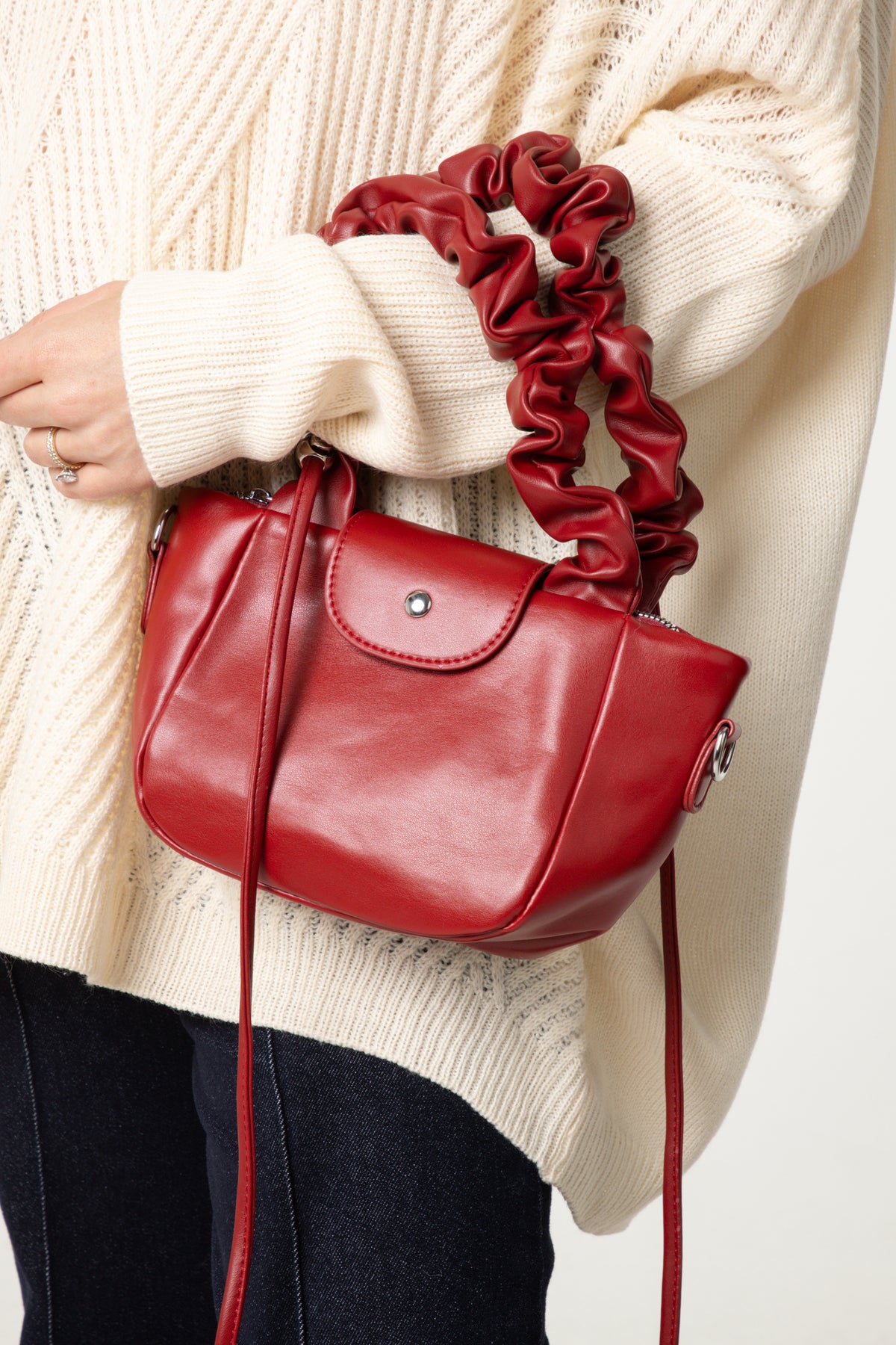 3 Ways-To-Wear Faux Leather Mini Tote  Bag