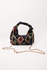 All-Over Embellished Hobo Handbag