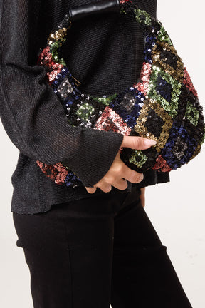 All-Over Embellished Hobo Handbag