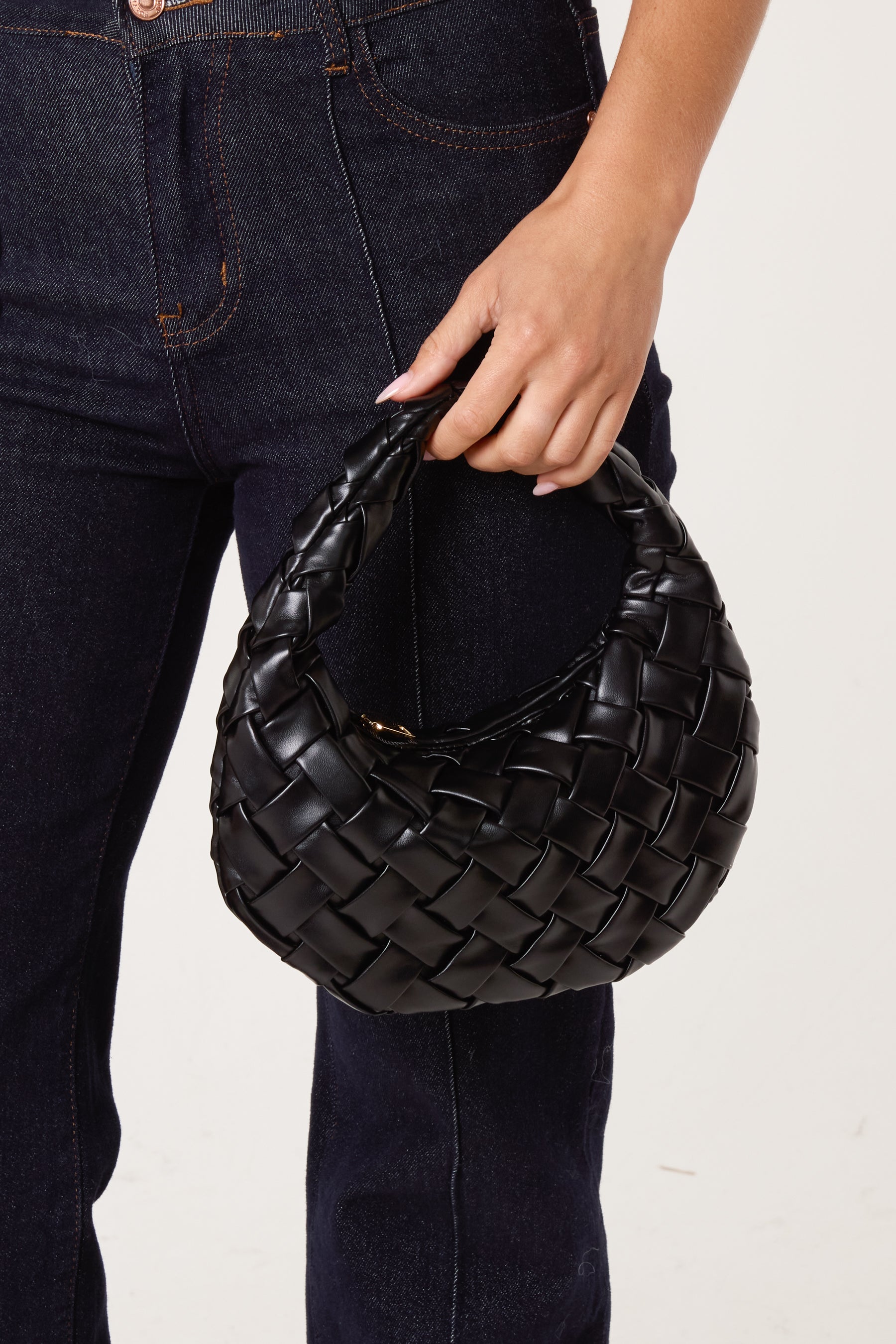 Woven Faux Leather Handbag