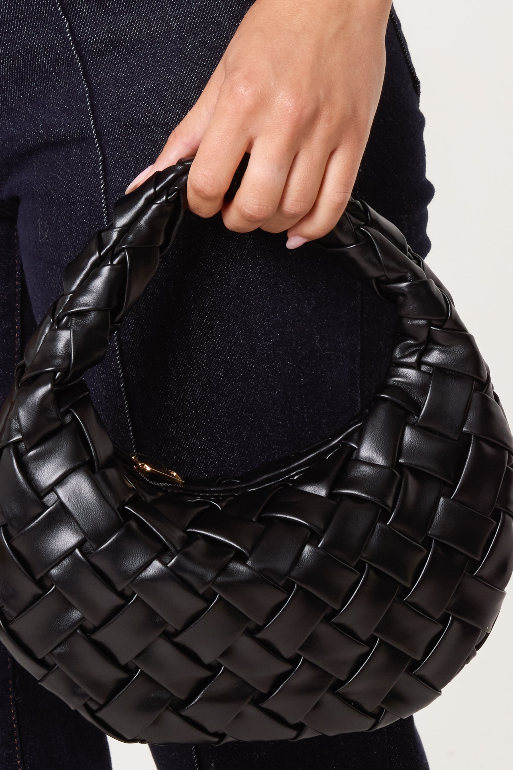 Woven Faux Leather Handbag