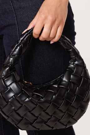 Woven Faux Leather Handbag