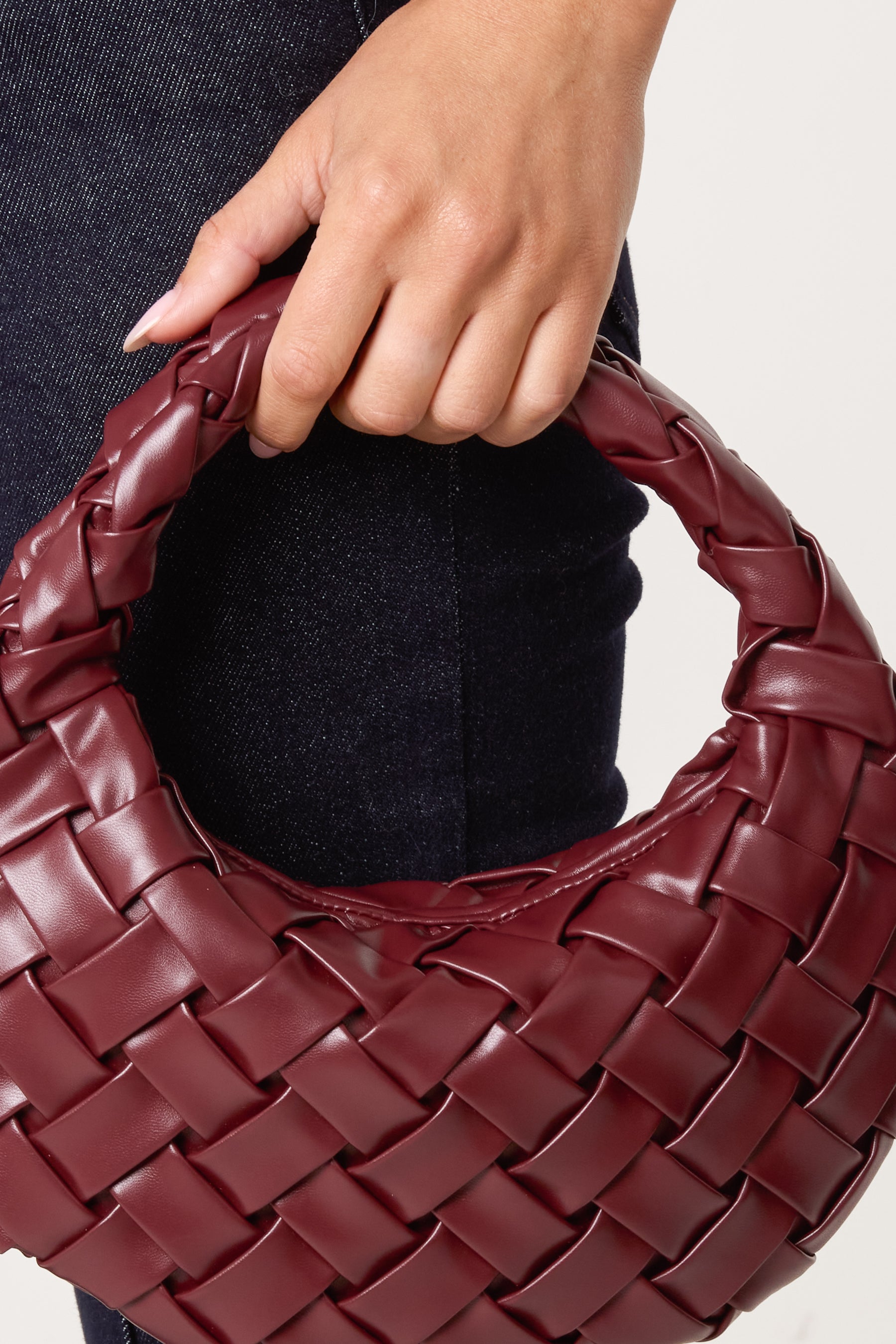Woven Faux Leather Handbag