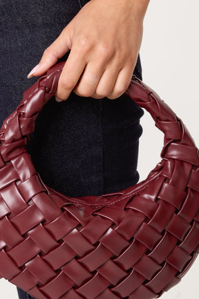 Woven Faux Leather Handbag