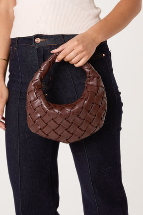 Woven Faux Leather Handbag