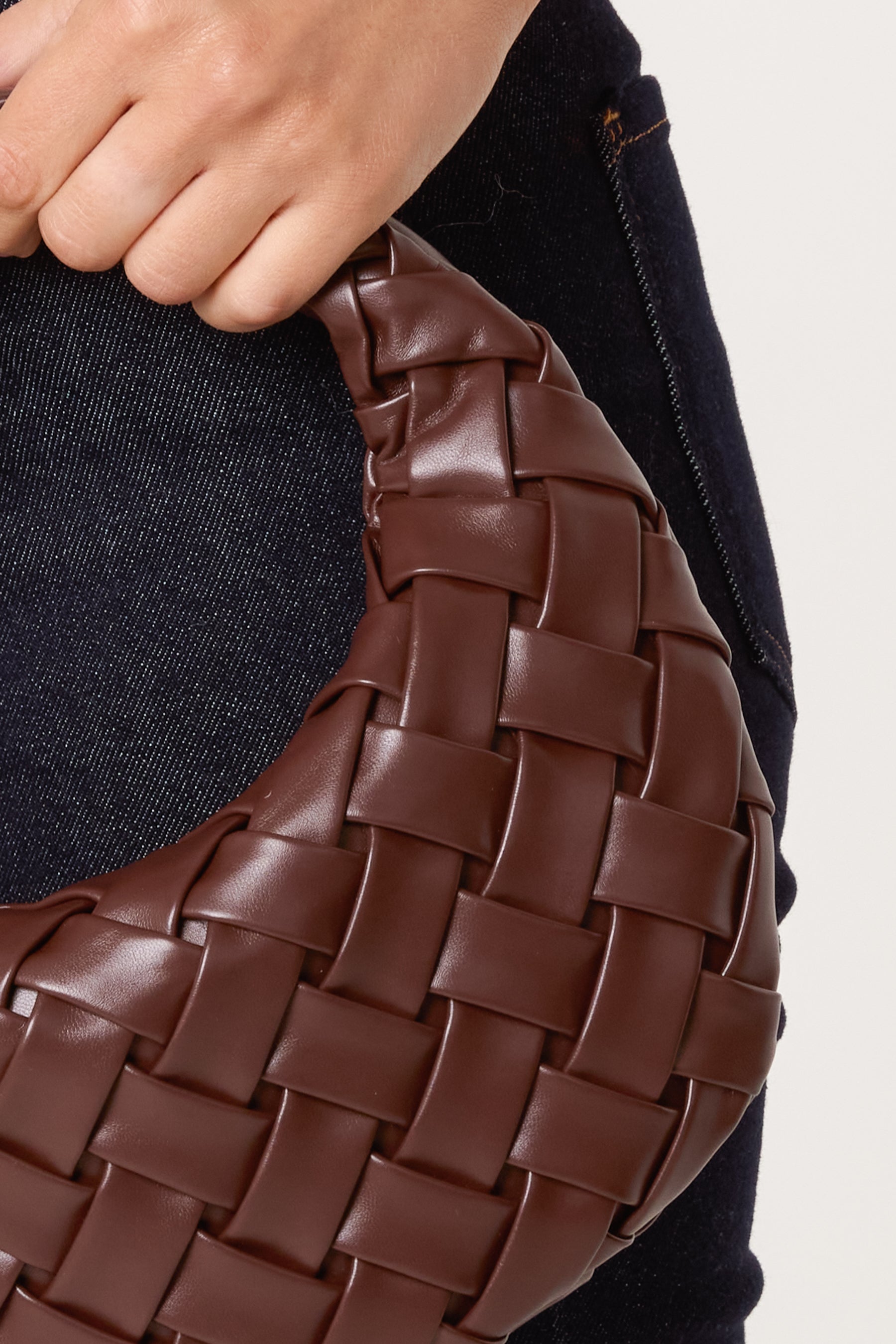 Woven Faux Leather Handbag